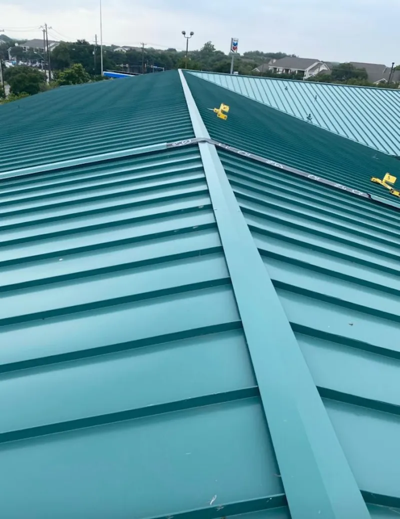 Green commercial metal roof ridge and valley for Metal Roof Repair in Nogales